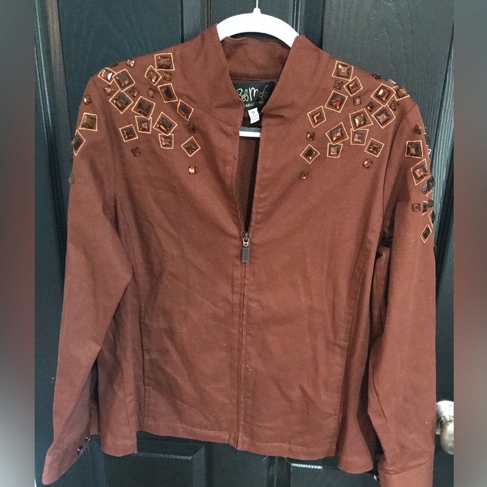 Woman’s medium brown jacket by bob mackie wearable art
